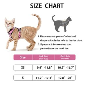 FIIL Cat Harness and Leash for Walking, Escape Proof Soft Adjustable Vest Harnesses for Cats, Adjustable Dog Harness - Reflective and Soft（Pink）. (XS, Pink)