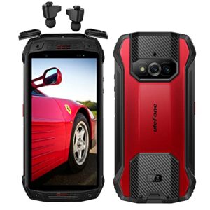 ulefone armor 15 unlocked rugged smartphone 2023, android 12 6gb+128gb waterproof cell phone with earbuds, 16mp + 8mp camera, 5.45" hd+ screen 6600mah battery dual sim 4g rugged phone nfc gps otg red
