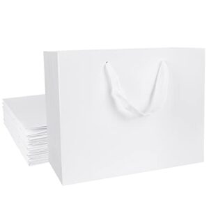 aimyoo white paper bags with handles 10 pack, large gift bags for retail merchandise shopping small business party, 13x10x5 inch