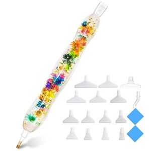 flower 5d diamond painting art drill tool pen kits resin for adults with pen tips, diamond dotz pen gem picker for diamond art painting bead dot, nail art embroidery decoration, bead dot art colorful