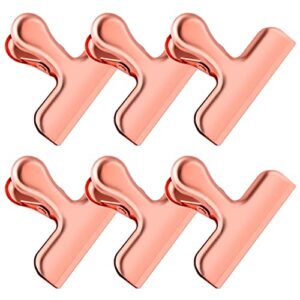 6 pack rose gold bag clips for food, chip clips bag clips food clips, heavy duty snack clips, clips for food packages, air tight seal for home office kitchen