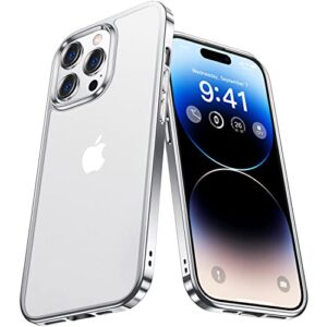 alphex official color match for iphone 14 pro max case, anti-fingerprints, 10ft military grade protective, soft glossy matte slim women men phone cover 6.7 inch, silver
