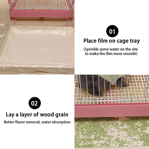 LKJYBG 100 pcs Rabbit Cage Liners Disposable Large Plastic Mat Pet Disposable Mat Films for Bunny Guinea Pigs Chinchillas Hamsters 37x 30in