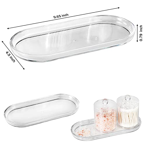 Acrylic Vanity Tray Bathroom Storage Organizer Tray, Catchall Tray，Countertop Sink Tray Dispenser,Sturdy Holder for Cabinet, Vanity, Shelf, Cupboard, Cabinet, or Closet Organization(2 Pack) (Clear)
