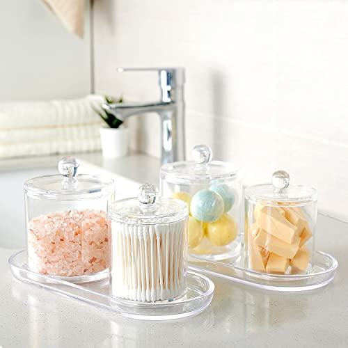 Acrylic Vanity Tray Bathroom Storage Organizer Tray, Catchall Tray，Countertop Sink Tray Dispenser,Sturdy Holder for Cabinet, Vanity, Shelf, Cupboard, Cabinet, or Closet Organization(2 Pack) (Clear)