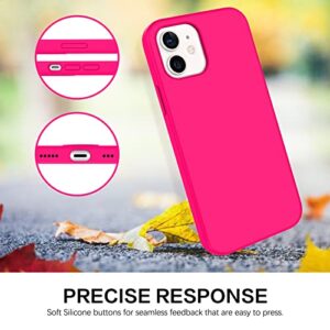 BENTOBEN iPhone 12/12 Pro Case, Soft Silicone Rubber Bumper, Microfiber Lining, Shockproof Protective Cover, 6.1" 2020 - Hot Pink