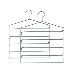 hangers pants space hanger multiple saving organizer arm closet hangers jeans pieces rack hanger pants 2 trousers with non-slip pants swing rack sink rack for top of sink (silver, one size)