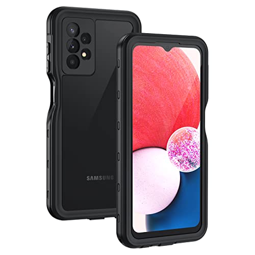 Lanhiem Samsung A13 LTE 4G Case, (NOT for 5G) IP68 Waterproof Dustproof Case with Built-in Screen Protector, Full Body Heavy Duty Shockproof Protective Clear Cover for Samsung Galaxy A13 4G