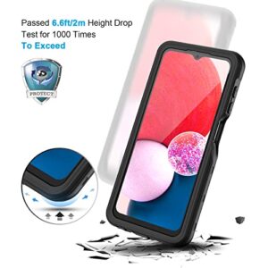 Lanhiem Samsung A13 LTE 4G Case, (NOT for 5G) IP68 Waterproof Dustproof Case with Built-in Screen Protector, Full Body Heavy Duty Shockproof Protective Clear Cover for Samsung Galaxy A13 4G