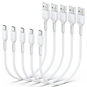 short usb c cable 1ft, 5pack usb a to usb c charger cable fast charging durable type c cord for samsung galaxy s22 ultra note 8 9 a32 a12, moto g pure, lg stylo 6, charging station, power bank(white)