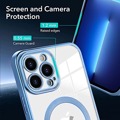 KANGHAR iPhone 13 Pro Max Case Magnetic [Support Magsafe Charger] Wireless Anti-Scratch Shockproof Clear Four Corner Cushion Durable Anti-Dropping Full Body Protection Cover-Blue