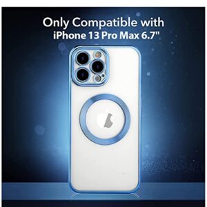 KANGHAR iPhone 13 Pro Max Case Magnetic [Support Magsafe Charger] Wireless Anti-Scratch Shockproof Clear Four Corner Cushion Durable Anti-Dropping Full Body Protection Cover-Blue