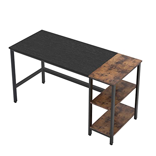 sogesfurniture 55.1 Inch Home Office Computer Desk with 2-Tier Storage Shelves, Industrial Morden Laptop Table with Splice Board