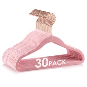 duducofu 30 pack 11.8 inch pink velvet hangers baby clothes hangers non slip kids felt hangers with 360 degree swivel hook toddler hangers for closet