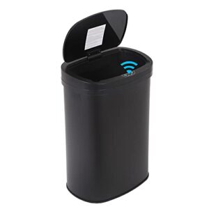 13 gallon kitchen trash can automatic touch free garbage can with lid stainless steel anti-fingerprint mute 50 liter waste bin for bedroom home office living room,black