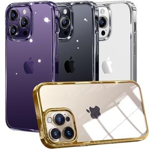 alphex official color match for iphone 14 pro max case, anti-fingerprints, 10ft military grade protective, soft glossy matte slim women men phone cover 6.7 inch, gold