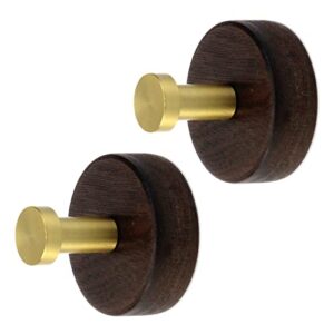 Faotup 2PCS 1.94" Round Walnut Wood Coat Hook Wall,Brown Self Adhesive Wall Hooks Decorative,Wooden Hooks for Hanging,Walnut Hook Wall Mount Wood,1.94×1.94×1.75inches