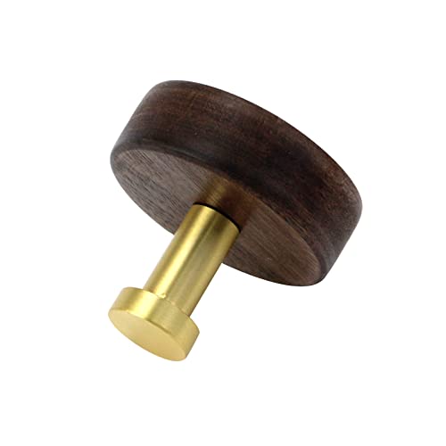 Faotup 2PCS 1.94" Round Walnut Wood Coat Hook Wall,Brown Self Adhesive Wall Hooks Decorative,Wooden Hooks for Hanging,Walnut Hook Wall Mount Wood,1.94×1.94×1.75inches