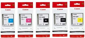 pfi120 canon genuine pfi-120 5 pack set of 5 colors ink tanks 1 of each pfi120mbk, pfi120bk , pfi120c , pfi120y , pfi120m by canon + inksaver™ microfiber lcd screen cleaning cloth