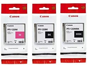 PFI120 Canon Genuine Pfi-120 5 Pack Set of 5 Colors Ink Tanks 1 of Each Pfi120MBK, Pfi120BK , Pfi120C , Pfi120Y , Pfi120M by Canon + InkSAVER™ Microfiber LCD Screen Cleaning Cloth