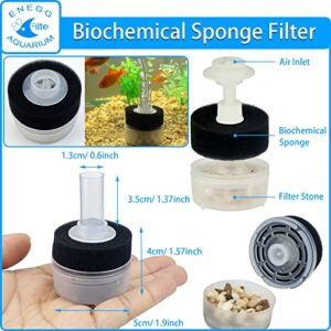 Portable Mini USB Aquarium Fish Tank Oxygen Air Pump with 1 Biochemical Sponge Filter, 1 Air Stone for Shirmp Nano Fish Tank & Transporting Aquatic (Black)