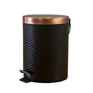 awenn - stainless steel trash can with plastic inner bucket, pedal and lid. dustbin for kitchen, bathroom, and office. black and bronze (1.3 gallons - 5 liters)