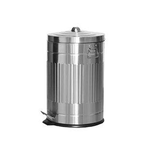 awenn - kitchen garbage trash can with lid and pedal - touchless round shape waste bin - galvanized iron dustbin for kitchen, bathroom, office and outdoors (3.2 gallon – 12 liters)