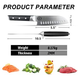 Kitory Santoku Knife - 5.5 Inch Japanese Chef Kitchen Knife - Cooking Slicing Chopping for Vegetable Fruit and Meat - German High Carbon Steel - Ergonomic Pakkawood Handle-Gift Box - Metadrop Series