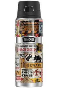 jurassic world dominion official jurassic sign collage thermos stainless king stainless steel drink bottle, vacuum insulated & double wall, 24oz
