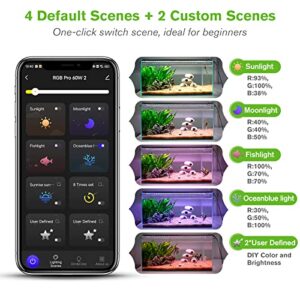 hygger 60W Smart Aquarium Light, Bluetooth LED Light with App Control, Full Spectrum Fish Tank Light with 24/7 Lighting Cycle, 5 Modes, Adjustable Timer, for 48"-55" Freshwater Planted Tank