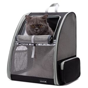 alclm pet carrier backpack for dogs and cats backpack,puppies,fully ventilated mesh,airline approved,designed for travel, hiking, walking & outdoor use-black