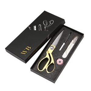 Wild & Bold Fabric Scissors All Purpose 8"Gold Sewing Scissors Professional Scissors Heavy Duty with Ultra Sharp Stainless Steel Blade Shears Left Handed Scissors For Office Craft Scissors(New Gold)