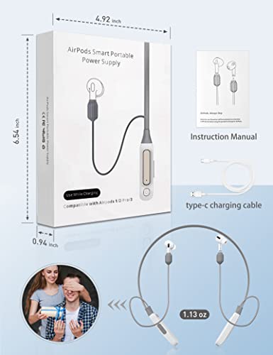 AirPods Smart Portable Charger, Neck-Mounted and Anti-Lost Straps Design for AirPods 1/2/pro/3,Not for 2022 New AirPods Pro 2.Fast Charging Accessories(AirPods not Included)