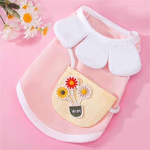 Pet Clothes Cute Dog Vest Lovely Sunflower Dog Shirt Breathable Pet T-Shirt Puppy Clothes Shirt for Pet (Medium, Pink)