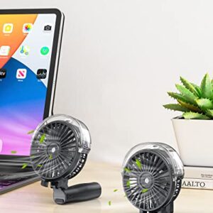 Zuvas Misting Handheld Fan 4800mAh Battery Powered Small Portable Fan with Spray 3 Speed 180°Foldable USB Personal Fan, for Travel Camping Outdoor Sports Neck Lanyard, Black