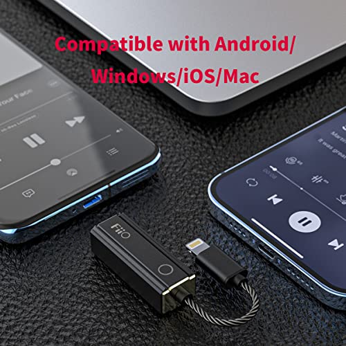 JadeAudio KA2 4.4mm Balanced Headphone Amps USB DAC DSD256 32bit/384kHz PCM for Android/iOS/Windows/Mac (Lightning,Black)