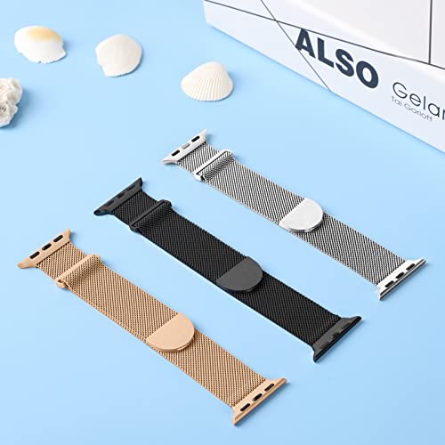 TRA 3 Pack Metal Stainless Steel Bands Compatible with Apple Watch Band 49mm 45mm 44mm 42mm 41mm 40mm 38mm, Magnetic Mesh Loop Strap Wristband for iWatch Ultra Series 8/SE/7/6/5/4/3/2/1 Men Women