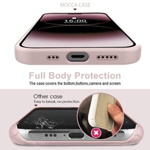 MOCCA Compatible with iPhone 14 Pro Max Case with Ring Stand | Super Soft Microfiber Lining | Full-Body Anti-Scratch Liquid Silicone Phone Case for iPhone 14 Pro Max Women Girls 6.7inch - Pink Sand