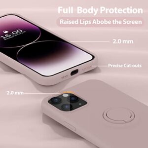 MOCCA Compatible with iPhone 14 Pro Max Case with Ring Stand | Super Soft Microfiber Lining | Full-Body Anti-Scratch Liquid Silicone Phone Case for iPhone 14 Pro Max Women Girls 6.7inch - Pink Sand