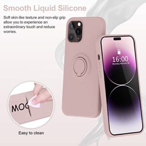 MOCCA Compatible with iPhone 14 Pro Max Case with Ring Stand | Super Soft Microfiber Lining | Full-Body Anti-Scratch Liquid Silicone Phone Case for iPhone 14 Pro Max Women Girls 6.7inch - Pink Sand