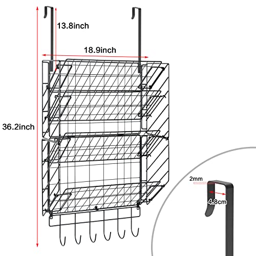 Aokitsink Over the Door Shoe Organizer with Hooks, Metal Hanging Shoe Rack for Door Closet, 4-Tier Adjustable Separator Mesh Wall Mounted Shoe Holder for Men Women