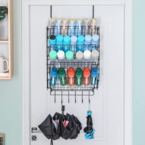 Aokitsink Over the Door Shoe Organizer with Hooks, Metal Hanging Shoe Rack for Door Closet, 4-Tier Adjustable Separator Mesh Wall Mounted Shoe Holder for Men Women