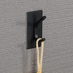 Alise 5 Pcs Self-Adhesive Utility Hooks Coat Hook Single Towel Clothes Hooks for Bathroom Kitchen Wardrobe Window Glass Door Garage,SUS 304 Stainless Steel Matte Black