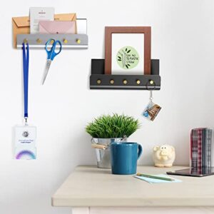 NiHome Silver Wall-Mounted Entryway Organizer - Mail Holder, Key Rack and Hanger with 5 Hooks for Home, Office, Hallway and Mudroom