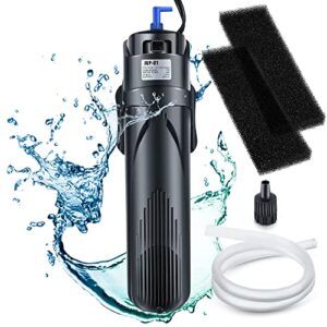 u-v filter for aquarium tank, 4-in-1 submersible machine filter pump fit 40-80 gallon,jup-01 green water killer filter,9 watt uv light submersible aquarium pump attach with 2 filter replacement sponge