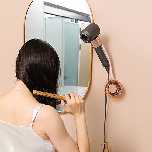 HZWZ Hair Dryer Holder Wall Mounted,Self Adhesive Blow Dryer Holder with Wire Organizer,Hair Dryer Lazy Bracket,Hair Dryer Holder Compatible with Most Hair Dryers