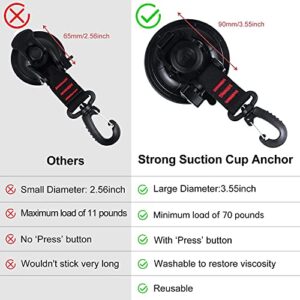 Heavy Duty Suction Cups,2 Pieces with Hooks Upgraded Car Camping Tie Down Suction Cup Camping Tarp Accessory with Viscous Silicone Strong Power for Car Awning Boat Camping Trap