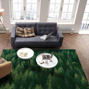 2' x 3' Forest Area Rug, Green Natrual Landscape Beautiful Tree Outdoor Indoor Washable Carpet Area+Rug for Living Room, Kids/Boys/Girls Bedroom, Bathroom, Classroom, Kitchen, Hallway, Throw Floor Mat