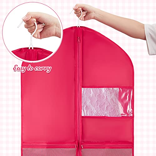 3 Pack 35.4" Kids Garment Bags for Dance Costumes with 2 Zipper Mesh Pocket and Clear Window Garment Bag for Dance Competitions, Hanging Clothes, Suit, Travel Storage