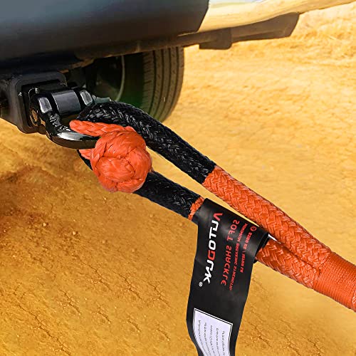 AutoDunk 1" x 30' Kinetic Recovery & Tow Rope (33,000lbs), with 2 Soft Shackles (33,000lbs) Offroad Recovery Kit for 4WD Pick Up Truck, SUV, ATV, UTV (Orange)